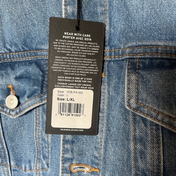 NWT Hudson Classic Denim Medium Wash Trucker Jacket L/XL - Picture 3 of 4